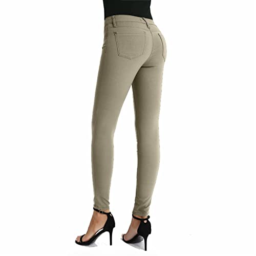 Cnros Women's Hyper Ultra Stretch Comfy Skinny Pants, Midrise Color Skinny Jeans, Capri Legging Khaki #TOP3