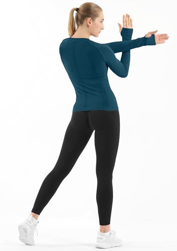 Image of MathCat Seamless Workout Shirts for Women Long Sleeve Yoga Tops Sports Running Shirt Breathable Athletic Top Slim Fit XS-XL