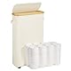 Vicyak 52L XL Toilettenpapier Aufbewahrung Korb, Bambus Badezimmer Organizer für 24 normale Rollen oder 18 Mega-Rollen, Papierkorb mit Deckel und Griff, Toilettenpapier Behälter mit Umlenkrolle, Beige