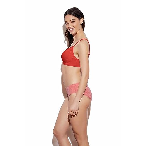 Image of Enamor Women's Non Padded Non Wired Full Coverage Every Day Bra (Red, 38DD)