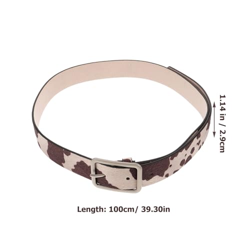 Cow Print PU Leather Adjustable Animal Print Belt - Brown2