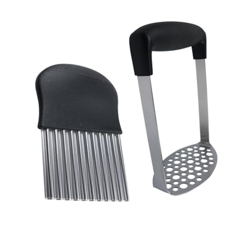 Holibanna 2Piezas Patatas y Rallador Práctico Machacador Verduras para Preparar Patatas Fritas Patatas Accesorios De Cocina Color Negro
