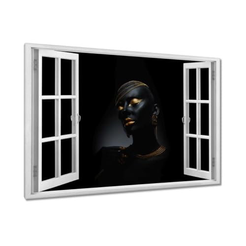 Peinture sur toile yeux et lèvres dorés pour salon moderne 120 x 80 cm