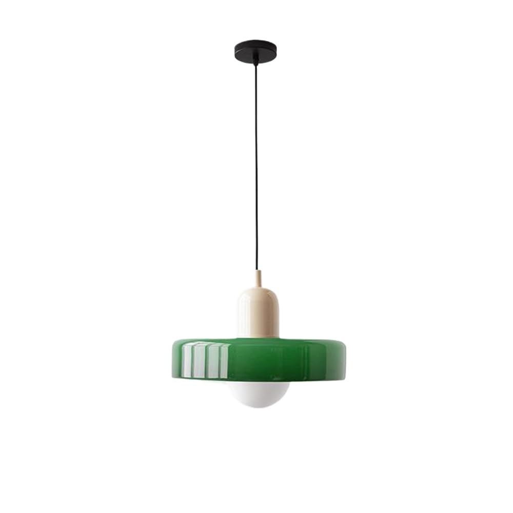 Lustre îlot de cuisine en verre vert pour éclairer votre grande salle à manger de ferme