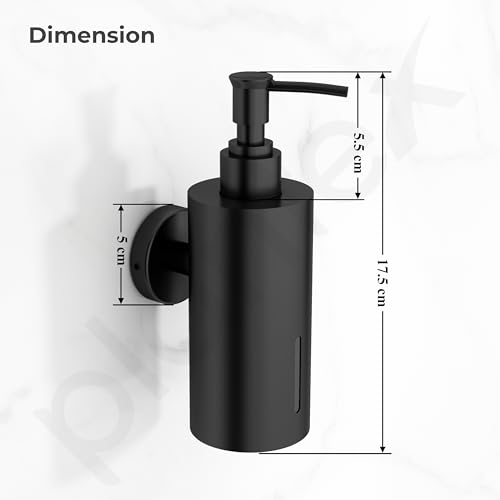 Image of Plantex Liquid Soap Dispenser for Bathroom /Stainless Steel Shampoo Dispenser /Round Hand wash Dispenser /Bathroom Accessories - Pack of 1 (Black)