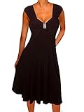 Funfash KF09 Plus Size Women Empire Waist A Line Black Cocktail Cruise Dress XL, Black With Rhinestone Accent