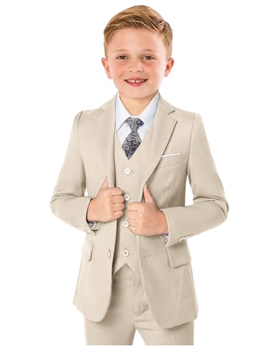Boy Suit for Kids Champagne Slim Fit Wedding Christmas Suits Size 12 Formal Dress Tuxedo Ring Bearer Outfits Boys Casual Clothes