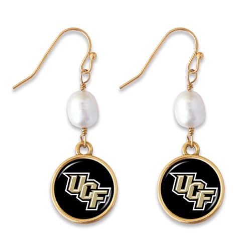 UCF Central Florida Knights Diana Gold and Pearl Dangle Earrings Jewelry Gift