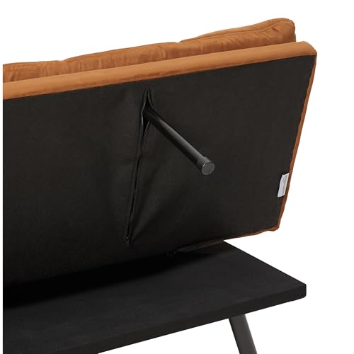 Image of Amazon Basics Convertible Loveseat Sofa Bed with Memory Foam, Adjustable Positions, Linen Fabric, Modern Sleeper for Small Living Room, Office, Apartment, Brown