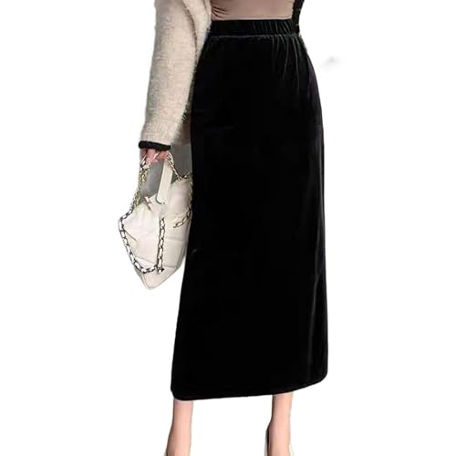 Amazon.com: Velvet Black Maxi Skirt Women High Costume Office Lady
