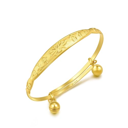 Image of CHOW SANG SANG 999.9 24K Pure Gold Chinese Gifting Collection Longevity & Good Fortune Adjustable Bangle for Tiny Size 84771K Price-by-Weight 8.98g Gold [Size Adjustable]
