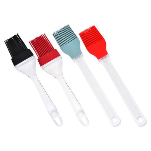 PRETYZOOM 4pcs Silicone Oil Brush Transparent Handle Non-stick Kitchen Basting Brush for Bbq Baking and Cooking Food Grade Easy to Clean for Meats and Pastries