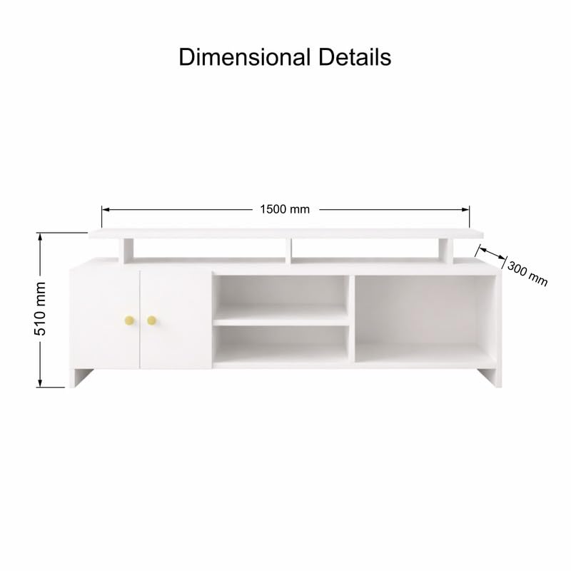 Image of Modern TV Unit for Living Room | TV Stand Table | TV Cabinet | TV Table | Living Room Furniture for Home | Assembly-DIY | Color-White