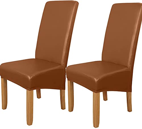 Fundas para sillas de comedor impermeables contra manchas de aceite juego de 4 café 2