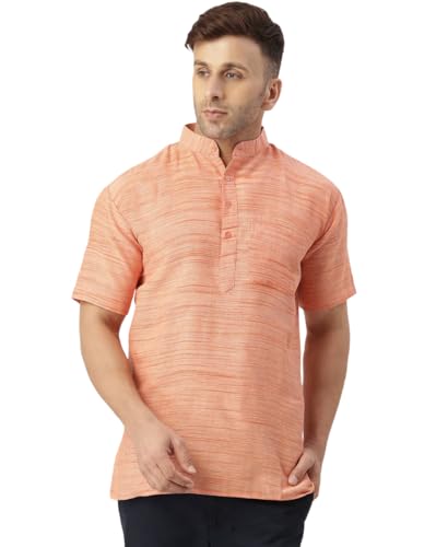 Image of Khadie Cotton Blend Solid Casual Regular Fit Mandarin /Chinese Collor Short Kurta for Men