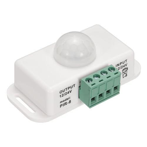 zalati Detector de movimiento PIR 12V/24V Infrarrojo LED Dimmer Interruptor Función de Movimiento Controlador Automático para Tiras LED Luces - Blanco