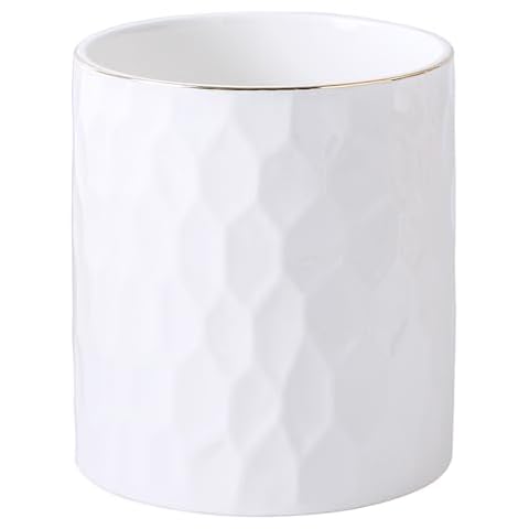 Large Ceramic Utensil Holder with Gold Line Cover