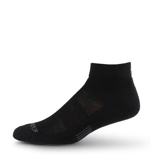 USA Made - Trail Running Ankle Socks - Merino Wool Full Cushion Sock - Moisture Wicking Quarter Crew Running Sock