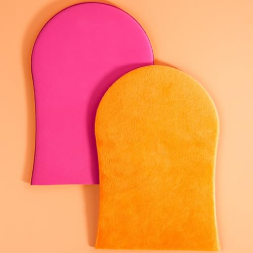 btan face amp body self tanning mitt  glow your own way smooth gel glove - sunless tan applicator streak-free even application double sided reusable great for cream lotion suncreen