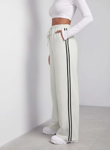 Image of dockstreet Straight Long Length Trouser Style Drawstring Contrast Belt Black and White Trackpant for Women /Trending, Relaxed Casual Lowers for Women