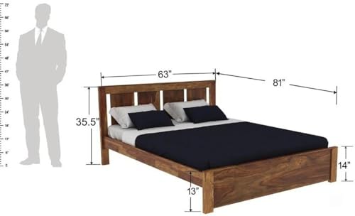Image of Sheesham Wood King Size Bed Without Storage|Bed|Single Bed |Double Bed Solid Wood Queen Bed (Finish Color - Brown, Delivery Condition - DIY(Do-It-Yourself))