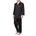 Men's Satin Pajama Set 2 Piece Long Sleeve Classic Sleepwear Button Down Homewear Loungewear with Long Pants(Black,M)