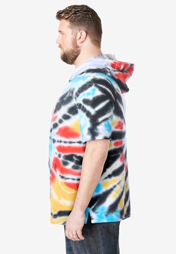 Liberty Blues by KingSize Men's Big & Tall Short-Sleeve Hoodie - 4XL, Tie Dye3