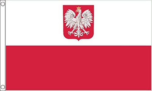 Flagtex Poland Flag with Crest Small 3ft x 2ft (90cm x 60cm), Polish State Flag with Eagle, National Crest Flag