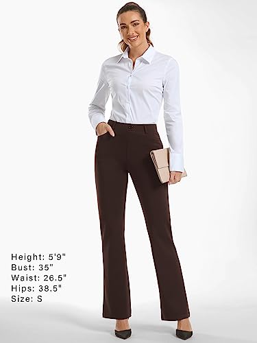 Image of Stelle Women 28 inch /30 inch / 32 inch Bootcut Dress Pants Business Casual Work Pants with Pockets Pull On Regular Slacks for Office
