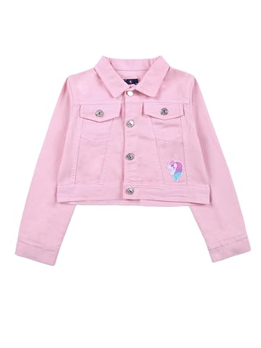 Image of Girls Full Sleeve Solid Crop Denim Jacket