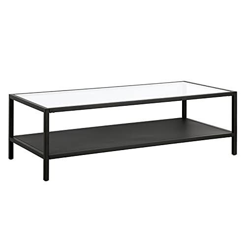Henn&Hart 54" Wide Rectangular Coffee Table in Blackened Bronze, Modern