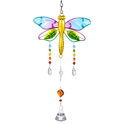 Fuyamp Crystal Sun Catcher Prisms Bead Hanging Crystal for Windows Dragonfly Sun Catcher Garden Wedding Christmas Decor Rainbow Maker Mirror Sun Catcher Birthday Gift