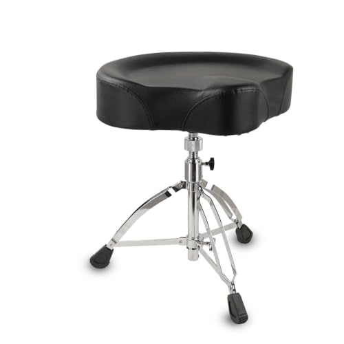 Image of Kadence DRTH-BKJ01 Touring Series Saddle Style Drum Throne | Ergonomic Contoured Seat | 360 Swivel | Height Adjustable Double-Braced Tripod Base | Black
