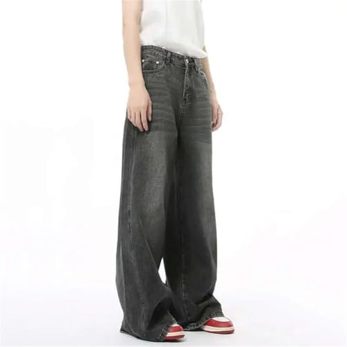 Men's Denim Pants Solid Color Korean Style Washing Straight Wide Leg Mopping Trousers4