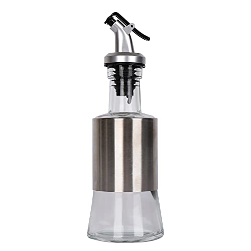 8oz Oil Dispenser Bottle, Premium Glass Stainless Steel Cruet, Oil Pourer Spout,Use in Olive Oil  Vinegar Sauce Sesme Oil Pepper Oil Cooking Wine