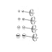 Sterling Silver Ball Stud Earrings, Four Pair Round Bead Set, 2mm, 3mm, 4mm, 5mm - Nine2Five