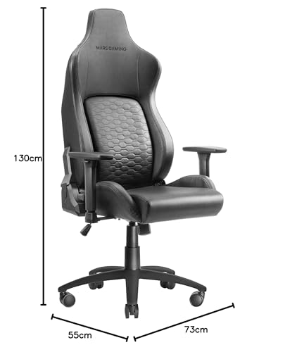 Mars Gaming MGC-Ultra Noir, Chaise Gaming Ergonomique, Retour Ergofit, Accoudoirs 3D, Support Lombaire + Coussin Cervical, roulettes XL – Image 4