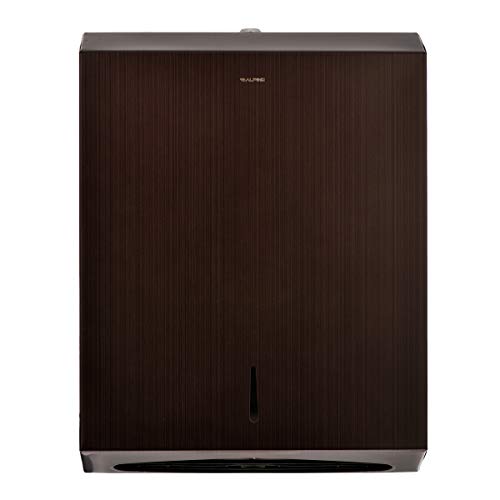 Alpine Industries C-Fold/Multifold Paper Towel Dispenser - Holds 400 C-Folds or 525 Multifold Tissues - Stainless Wall Mount Tissue Holder for Home & Office Countertop & Restroom (Antique Bronze)