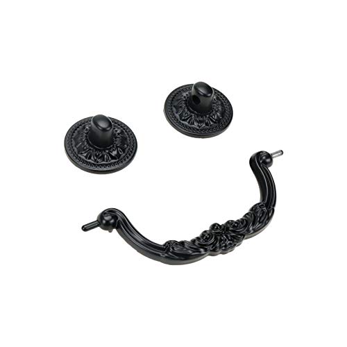 Geesatis Furniture Handles 10 Pcs Drop Bail Swing Pull Handles Zinc Alloy Cabinet Drawer Pull Handles Case Door Knobs, With Mounting Screws, Black & Length 125 Mm #TOP1