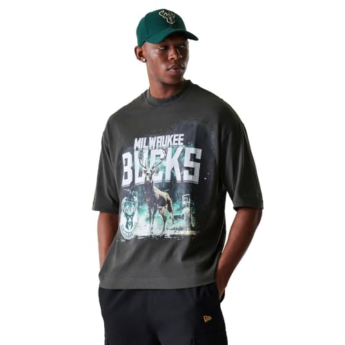 New Era NBA Washed Graphic Milwaukee Bucks Short Sleeve T-Shirt M
