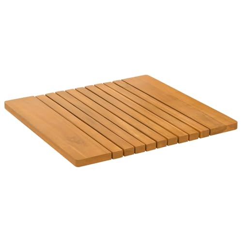 vidaXL Tapis de Bain Uni Marron 52 x 50 cm Bois d'Acacia Massif, Tapis de Bain, Mat rectangulaire, Bois Minimaliste, intérieur extérieur, Beige Pratique et...