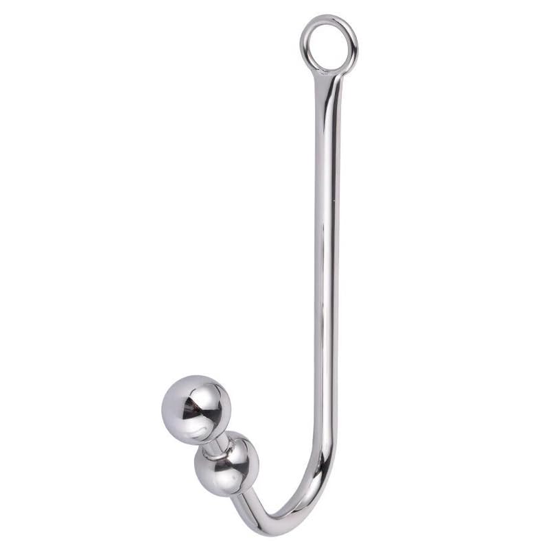 Bondage Masters Crochet de bondage double boules en acier anal/vaginal, Rope Master, argenté