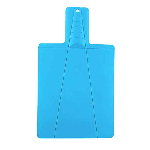 SEIWEI Folding Cutting Board, Portable Foldable Plastic Chopping Board with Hanging Hole, Non Slip Flexible U-Shaped Design for Easy Food Transfer Kitchen Meat Vegetables Fruits (Blue)