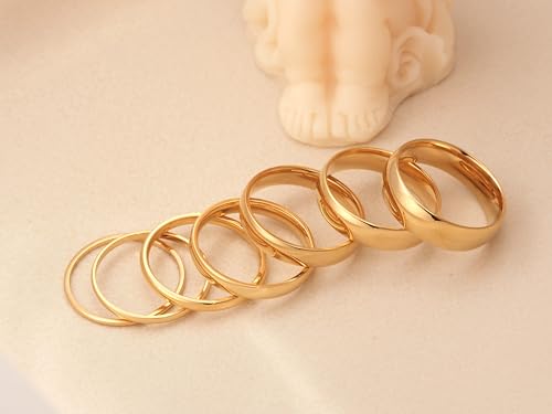 18K Gold PVD Coating Rings for Women, Band Ring, Wedding Ring, 1mm, 1.5mm, 2mm, 3mm, 4mm, 5mm, 6mm Band, Pinky Ring, Wedding Ring3