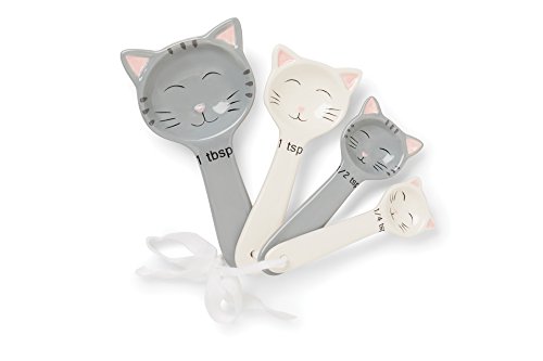 Fox Run Cute Cat Little Kittens Ceramic Measuring Spoon Set, 6 x 3 x 2.25 inches, Multicolored,11717