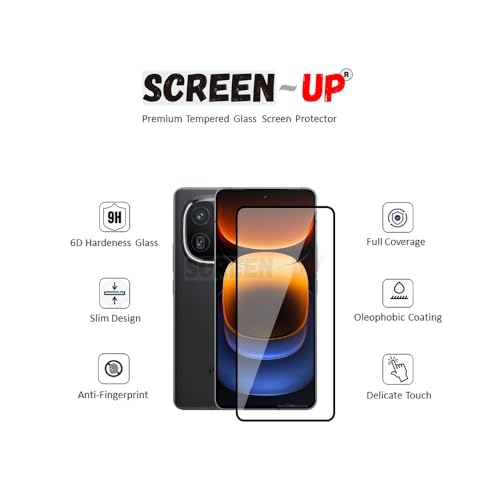 Image of ScreenUp Tempered Glass For vivo iQOO 12 - Ultra Clear, 9H Scratch Resistant, Full Coverage, Easy Install Screen Protector