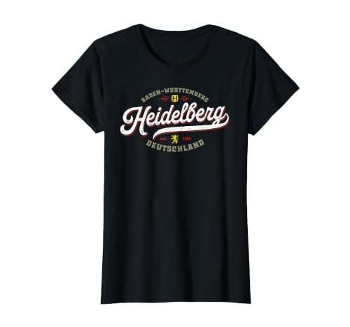 Heidelberg Germany Vintage Souvenir Travel Heidelberg T-Shirt, Women, Black, 3X-Large