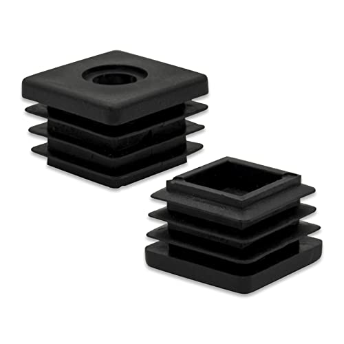 Image of Flyshop Black M6 Threaded Plastic Plugs Square Tube End Caps Tubing Plugs Inserts Furniture Glider 25 mm x 25 mm 4 Pcs