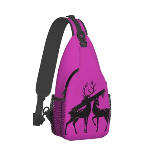 Mochila de pecho casual con estampado de ciervo miniatura 2