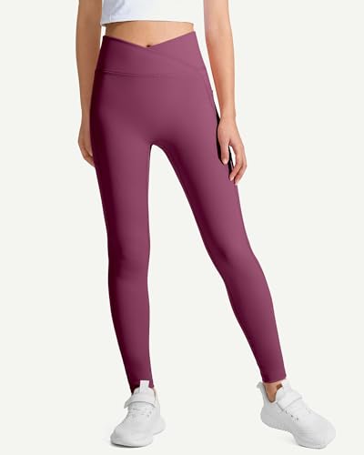 Image of JOCMIC Girls Athletic Leggings High Waist for Kids Yoga Dance Gym Pants with Pocket